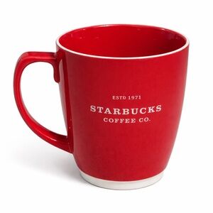 Starbucks Abby Red Coffee Mug 16oz ESTD 1971 White Rim